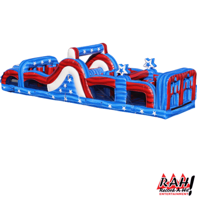 40' Obstacle Course Slide (Red White and Blue) (2)